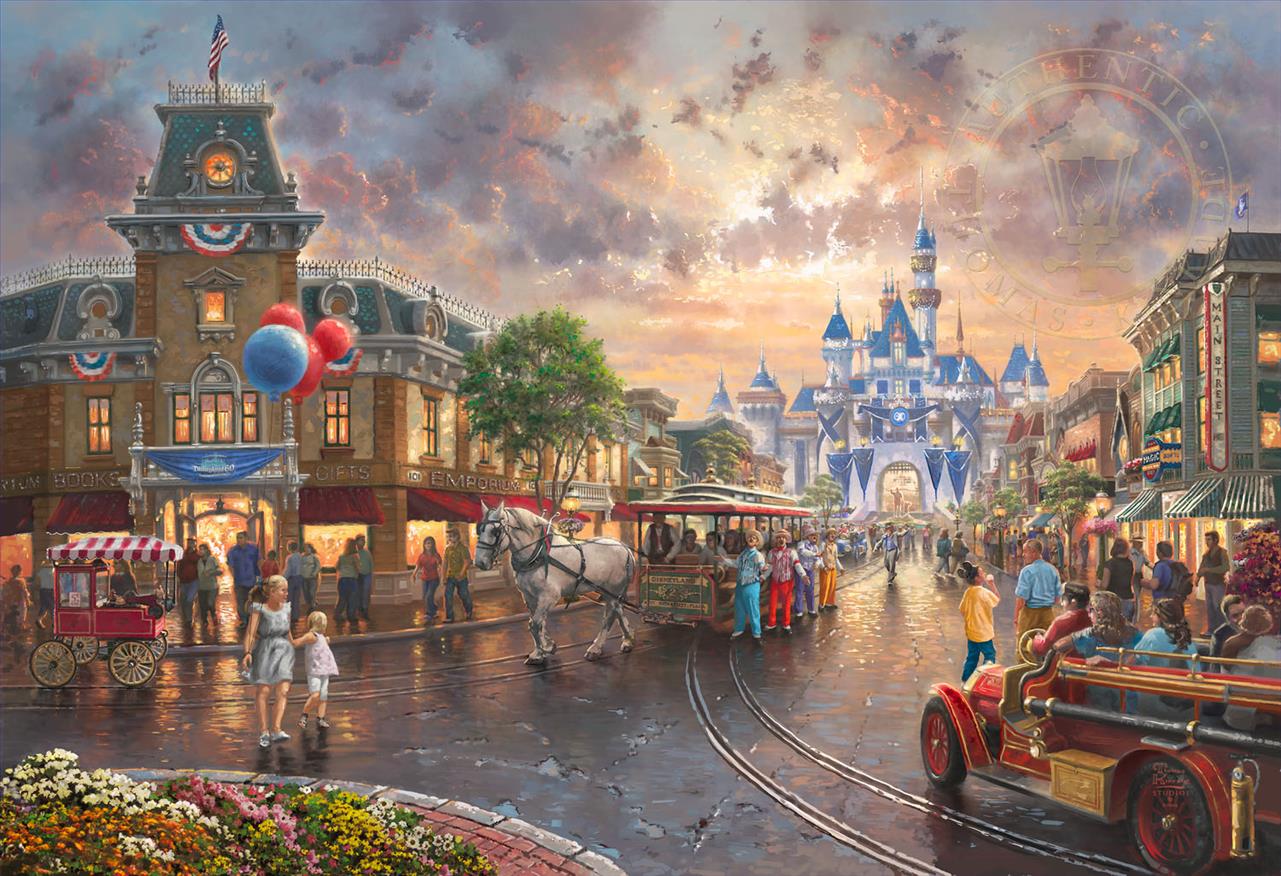 Disneyland 60e anniversaire Thomas Kinkade Peintures à l'huile